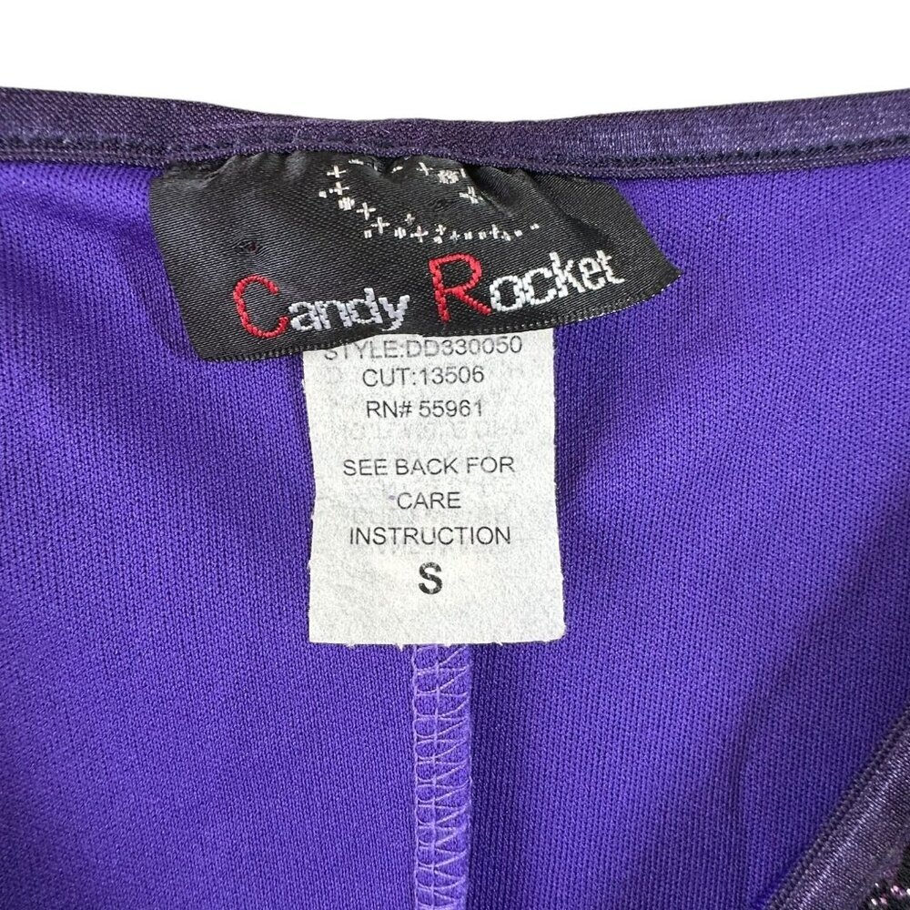 Vintage 90s Candy Rocket Purple Glitter Mesh Slip Dress Witchy Goth Y2K Small - Picture 6 of 7